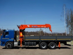Special purpose vehicle with KMA type hydraulic loading crane on the basis of KAMAZ 65117 and its modifications 64K12N-UM