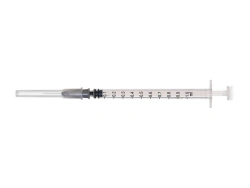 Luer type sterile single-use three-component injection syringe with nominal capacity of 1ml with 27G x 1/ needle 1/
