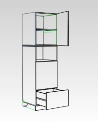 Modular kitchen cupboard for microwave oven