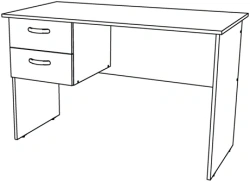 Desk (straight, rectangular, working, office) with hanging drawer (2 drawers)