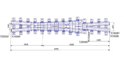 Cross member of type P65 of grade 1/11 with radii of 750 m and 390 m of project 2925.03.000.000