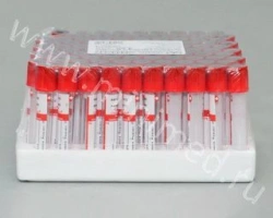 Mini-Med vacuum tube with separating gel, 6 ml, 13×100 mm, red, PET
