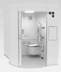 Sanitary modules for railway transport