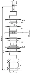 Cantilever rod insulator with ribbed shell made of organosilicon rubber KSPKr 120-3/0,6-0,4-NV