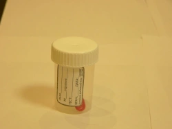 Polymer container for bio-samples, disposable, non-sterile-KOP 60ml/B with label and spoon