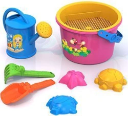 Sand set ?27 (bucket, sieve, watering can, rake, scoop)