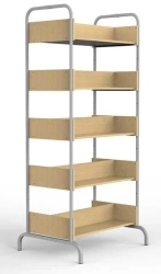 Metal-framed library shelving unit