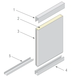 102.01 Partition panel metal solid panel thickness. 60 mm thick, standard