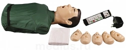 Spring-mechanical simulator for adult and child cardiopulmonary and cerebral resuscitation techniques with correctness indicatio