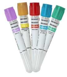 Vacuum tube for venous blood collection "UNIVAC®" with anticoagulant K2EDTA. The size of the tube is 13x75. Blood collection vol
