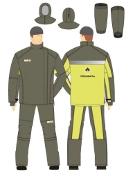 Set for protection against elevated temperatures: sparks and splashes of molten metal, scale (3rd class of protection), short-te