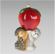 Handmade glass Christmas tree toy "Hedgehog and Rabbit"