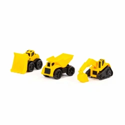 Mini Dump Truck + Mini Crawler Excavator + Mini Forklift (in packet), Item No. 47998