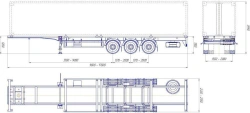Semi-trailer-container truck PK-3, type PR3, modification 92293-0000010-05. Axle unit AGOS-3-GT7-00.00.000-01