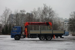Special purpose vehicle with hydraulic loading crane of MKMA type on the basis of KAMAZ 65117 and its modifications 64K16N-U5