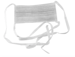 Medical face mask for protection of respiratory tract of disposable use "SORBOTEK", three-layer, size 175x95 mm, with h