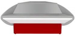 Counter P2629 "Ileti UH" non-cooled cash desk, outside corner (red)