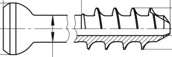 Long-threaded cannulated screws Ø 4.0 mm, length 16 mm to 72 mm, 2 mm pitch, article number 417.1XX