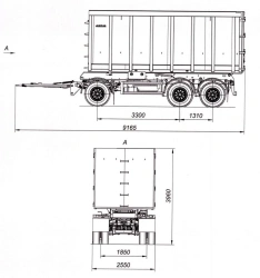 Three-axle 8595-03 dump scrap wagon trailer with HJD13Y30S18-1840T16-060 axles with payload capacity of 12 tonnes