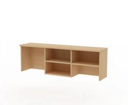 Shelf-barrier desktop with a niche for monitor