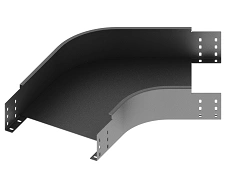 Corner radius tray with horizontal route rotation at 60 degrees ONL 000x000 U60R15, with overall dimensions from 100x40 mm to 10