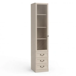 "Camilla" FSJ-02.T8L, 1-door glass cupboard, 3 drawers, shelves, paneled, from the set of modular furniture "Camilla".