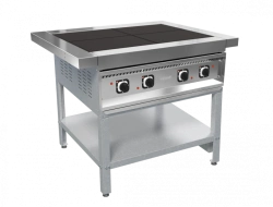 Electric cooker KEP-4P-02 (4 burners KET-0,12, stand, 1050x850x(860) mm.) all stainless steel.