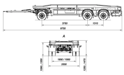 Three-axle container trailer AM8454-11 with axles PLANT 1204-2410002 with payload capacity 12 tonnes
