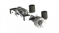 Axle unit with air suspension assembly with 15 tonnes load capacity