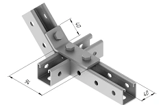 Plate angle 45 degrees 3 holes SMA 629, with overall dimensions 40x40x94 mm, with metal thickness 5,0 mm, hot-dip galvanised