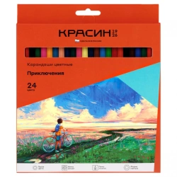 Coloured pencils Krasin "Adventures", 24-colour, sharpened, cardboard. pack.