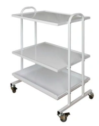 Procedure and manipulation table made of metal frame with glass shelves on wheeled supports (mobile), to be equipped with the fo