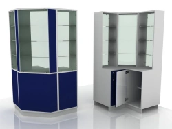 Display case with drawer, 301-001-6, 600x600x2100