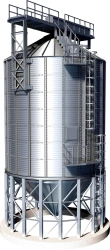 Complete metal silos with cone bottoms type SKD for food industry (funnel inclination angle 45 degrees)