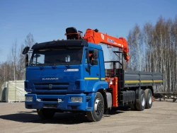 Special purpose vehicle with KMA type hydraulic loading crane on the basis of KAMAZ 65117 and its modifications 64K10N-UP