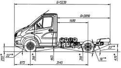 Chassis GAZelle NEXT, Modification A21R26, Dual fuel (petrol/ CNG gas CNG) engine Euro-5, N1