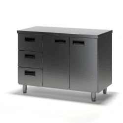 Bollard table SKDZ-1 with doors and drawers (stainless steel and galvanised steel), without sideboard