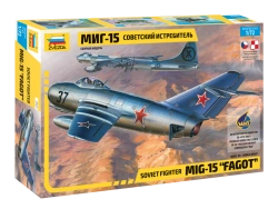 Assembled model Soviet MiG-15 fighter aircraft