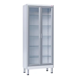 ??-10-"???" (???-7668.12) Double-leaf medical cabinet with glass shelves, glass doors with aluminium trim.