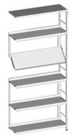Single-sided shelving unit 880x300x1752 mm (WxHxH)