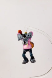 Licence Christmas tree toy made of glass "Wolf with guitar"