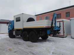 Means of transport equipped with cranes-manipulators manufactured by OOO UZPM of ANT mark (shift bus with CMU), type 6YM31.