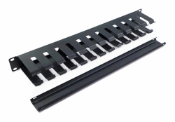 Horizontal cable organiser with metal cover