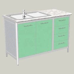 Double door sink cabinet with four drawers model MA-13