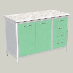 Double-door cabinet with four drawers model LTL-7