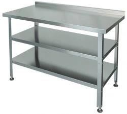 Cutting and production table with a board, with two shelves SRP-1-0,6/1,5-2P (stainless steel)