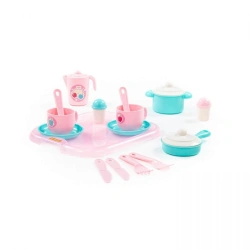 Housewife Children's Tableware Set with tray for 2 persons (V4) (19 pieces) (in net), article 80462