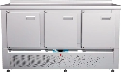 Refrigerated medium-temperature tables (counters) with lower arrangement of the unit ???-70?-02 and its variations
