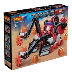 Toy children's educational constructor Bauer series "Technobot", a set with a robot and a pilot in a box (colour red, white, bla