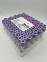 Vacuum tubes for blood sampling with EDTA divalent salt (K2EDTA). Size 13x100 mm. Volume 5 ml.